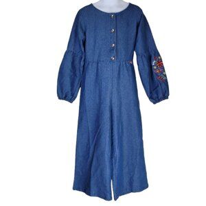 Vince Camuto Denim Flower Embroidered Jumpsuit Size 6X